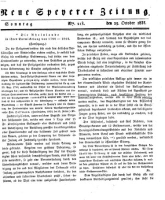 Neue Speyerer Zeitung Sonntag 25. Oktober 1835