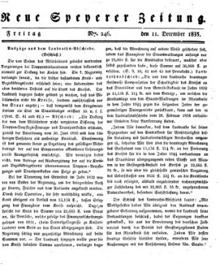 Neue Speyerer Zeitung Freitag 11. Dezember 1835
