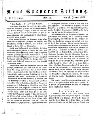 Neue Speyerer Zeitung Freitag 15. Januar 1836