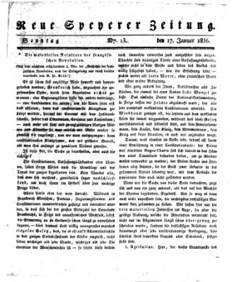 Neue Speyerer Zeitung Sonntag 17. Januar 1836