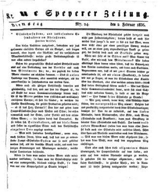 Neue Speyerer Zeitung Dienstag 2. Februar 1836