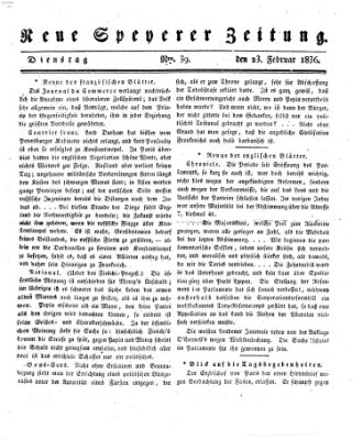 Neue Speyerer Zeitung Dienstag 23. Februar 1836