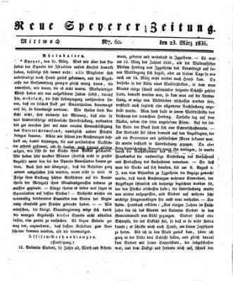 Neue Speyerer Zeitung Mittwoch 23. März 1836