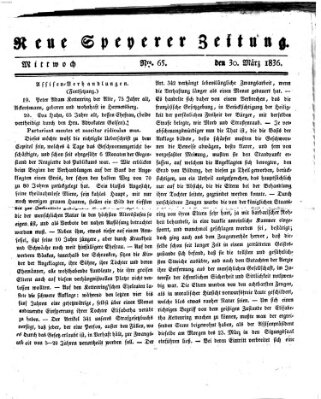 Neue Speyerer Zeitung Mittwoch 30. März 1836