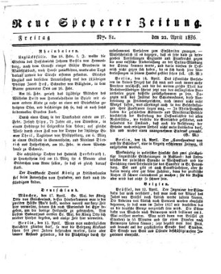 Neue Speyerer Zeitung Freitag 22. April 1836