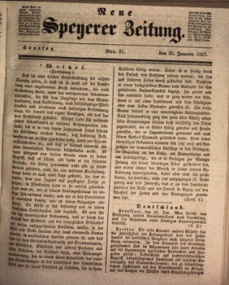 Neue Speyerer Zeitung Sonntag 29. Januar 1837