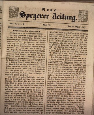 Neue Speyerer Zeitung Mittwoch 26. April 1837