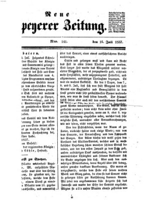 Neue Speyerer Zeitung Sonntag 16. Juli 1837