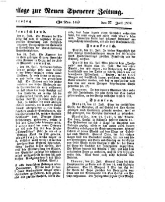 Neue Speyerer Zeitung Donnerstag 27. Juli 1837