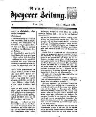 Neue Speyerer Zeitung Samstag 5. August 1837