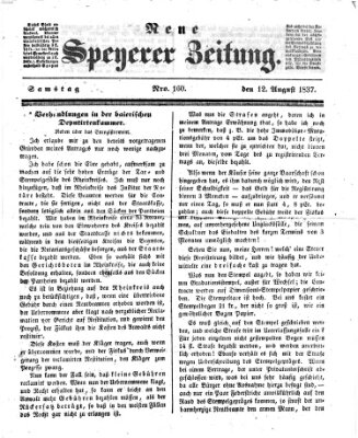 Neue Speyerer Zeitung Samstag 12. August 1837