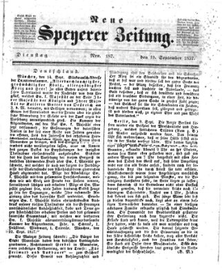 Neue Speyerer Zeitung Dienstag 19. September 1837