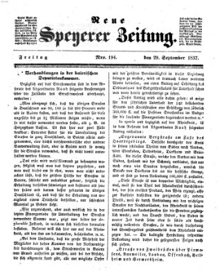 Neue Speyerer Zeitung Freitag 29. September 1837