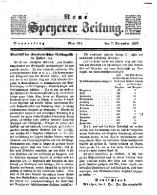 Neue Speyerer Zeitung Donnerstag 7. Dezember 1837