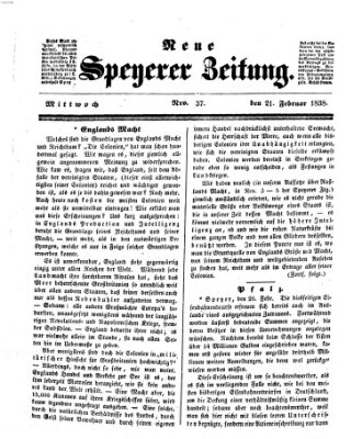 Neue Speyerer Zeitung Mittwoch 21. Februar 1838