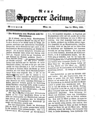 Neue Speyerer Zeitung Mittwoch 14. März 1838