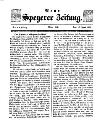 Neue Speyerer Zeitung Dienstag 12. Juni 1838