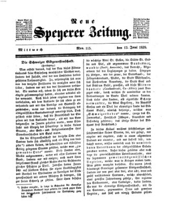 Neue Speyerer Zeitung Mittwoch 13. Juni 1838