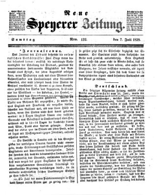 Neue Speyerer Zeitung Samstag 7. Juli 1838