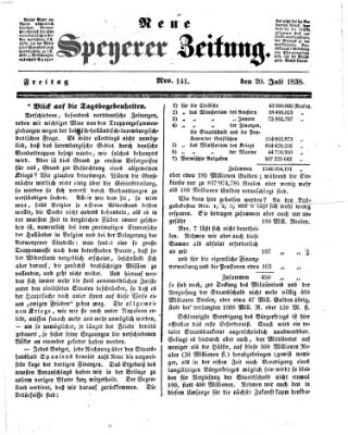 Neue Speyerer Zeitung Freitag 20. Juli 1838