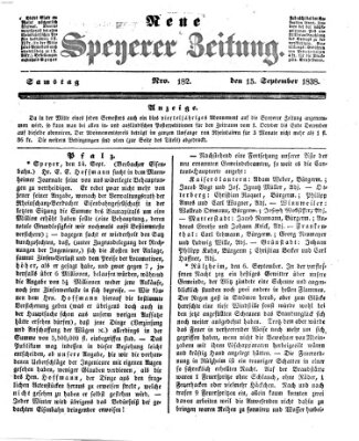 Neue Speyerer Zeitung Samstag 15. September 1838