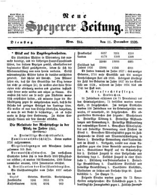 Neue Speyerer Zeitung Dienstag 11. Dezember 1838