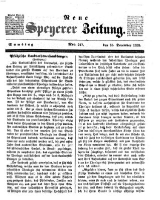 Neue Speyerer Zeitung Samstag 15. Dezember 1838