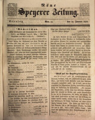 Neue Speyerer Zeitung Sonntag 20. Januar 1839