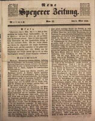 Neue Speyerer Zeitung Mittwoch 8. Mai 1839