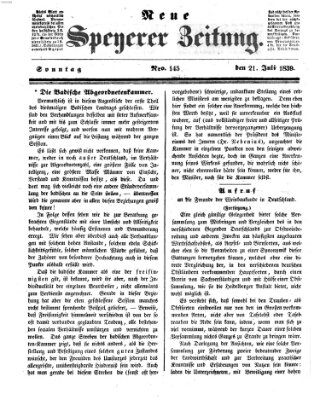 Neue Speyerer Zeitung Sonntag 21. Juli 1839