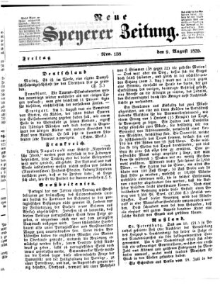 Neue Speyerer Zeitung Freitag 9. August 1839