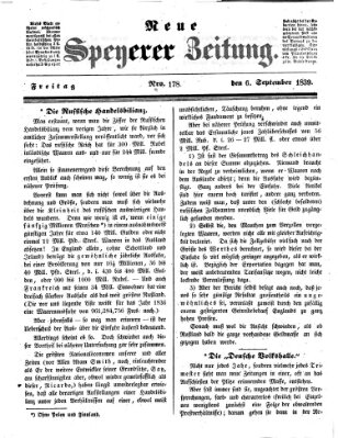 Neue Speyerer Zeitung Freitag 6. September 1839