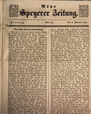 Neue Speyerer Zeitung Sonntag 2. Februar 1840