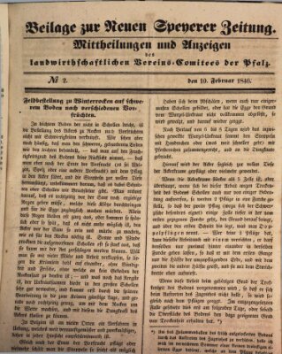 Neue Speyerer Zeitung Montag 10. Februar 1840