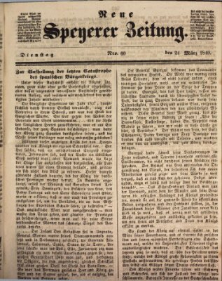 Neue Speyerer Zeitung Dienstag 24. März 1840