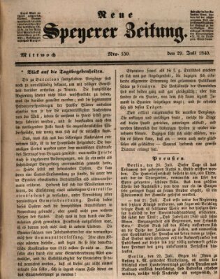 Neue Speyerer Zeitung Mittwoch 29. Juli 1840