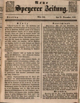 Neue Speyerer Zeitung Freitag 25. Dezember 1840