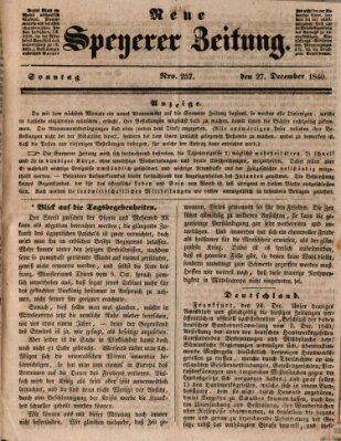 Neue Speyerer Zeitung Sonntag 27. Dezember 1840