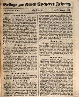Neue Speyerer Zeitung Donnerstag 7. Januar 1841