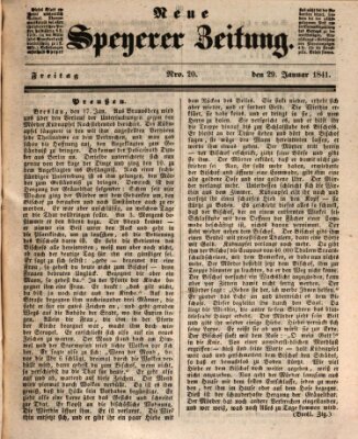 Neue Speyerer Zeitung Freitag 29. Januar 1841