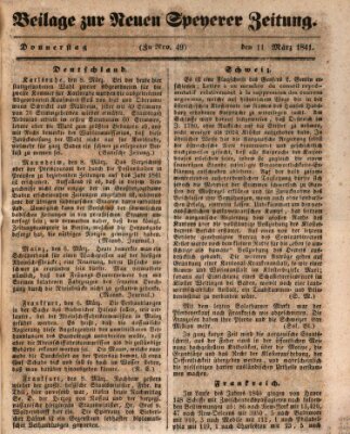 Neue Speyerer Zeitung Donnerstag 11. März 1841
