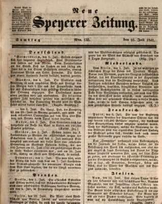 Neue Speyerer Zeitung Samstag 10. Juli 1841