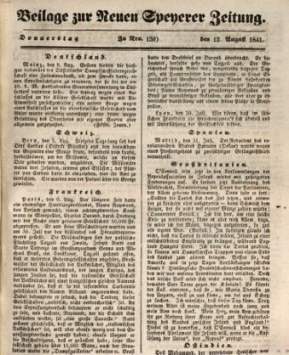 Neue Speyerer Zeitung Donnerstag 12. August 1841
