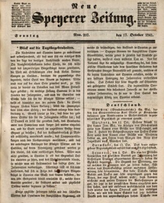 Neue Speyerer Zeitung Sonntag 17. Oktober 1841