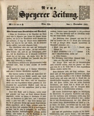 Neue Speyerer Zeitung Mittwoch 1. Dezember 1841