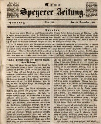Neue Speyerer Zeitung Samstag 18. Dezember 1841