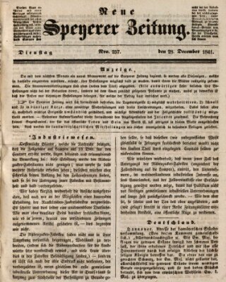Neue Speyerer Zeitung Dienstag 28. Dezember 1841