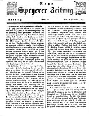 Neue Speyerer Zeitung Samstag 19. Februar 1842