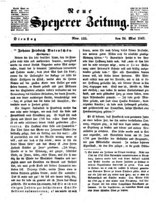 Neue Speyerer Zeitung Dienstag 24. Mai 1842