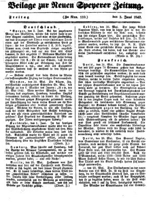 Neue Speyerer Zeitung Freitag 3. Juni 1842